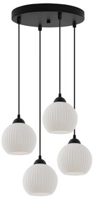 Závesné svietidlo Riffle Round, 4x biele sklenené tienidlo, b, o