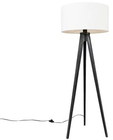Stojaca lampa trojnožka čierna s tienidlom bielym 50 cm - Tripod Classic