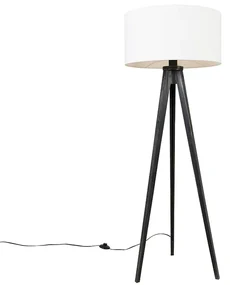 Stojaca lampa trojnožka čierna s tienidlom bielym 50 cm - Tripod Classic