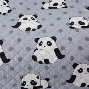 Prehoz na posteľ so vzorom PANDA sivý Rozmer: 170 x 210 cm