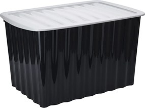 Úložný box s vekom 30x16 cm, čierny, recyklovatelný  plast