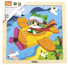 Viga Drevené puzzle pre najmenších Viga 9 ks Lietadlo