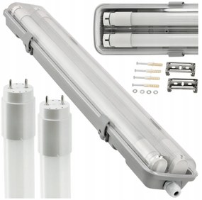 BERGE Hermetické svietidlo 120cm + 2x LED trubica neutrálna biela