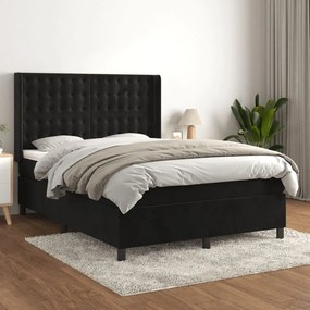 Posteľný rám boxspring s matracom čierny 140x190 cm zamat 3132917