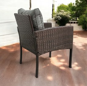 Záhradné kreslo z technoratanu SFS078-SC - tmavohnedé + sivé vankúše