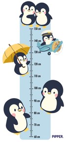 PIPPER. Textilná nálepka na stenu "Detský meter - Tučniaci"
