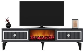 TV stolík/skrinka s krbom Kebive (antracit + strieborná) . Vlastná spoľahlivá doprava až k Vám domov. 1095524