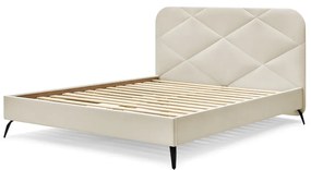 Béžová čalúnená dvojlôžková posteľ s roštom 160x200 cm Prune – Bobochic Paris