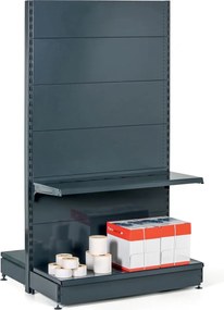 Predajný regál obojstranný, plné steny, 1600 x 1000 x 900 mm, základný, antracit