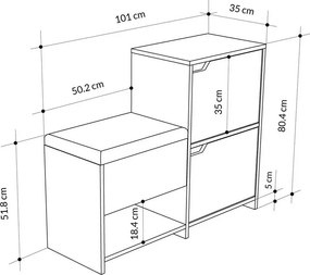 Skriňa na topánky Haven Oak a Anthracite