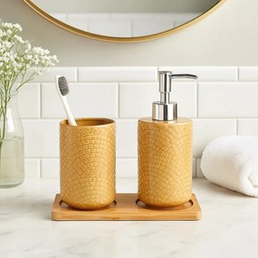 Sada kúpeľňových doplnkov Camel, oranžová/s chromovými prvkami