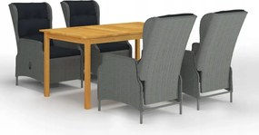 vidaXL 5-dielna záhradná jedálenská súprava svetlosivá