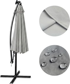 Záhradný slnečník MILIN s LED osvetlením 300 cm svetlosivý