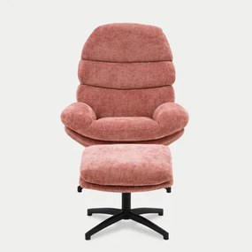Otočné kreslo s podnožkou, ružové DEFIT