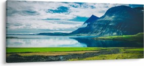Obraz jazera s horami (120x50 cm)
