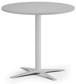 Konferenčný stolík AURA, priemer 80 cm, biela podnož, sivá