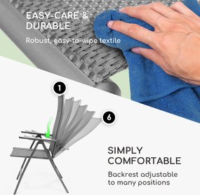 Blumfeldt London Lite, skladacie stoličky, 2 ks, 56,5 x 107 x 68 cm, ComfortMesh, hliník