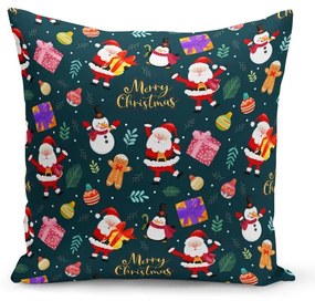 Modrá vianočná dekoratívna obliečka na vankúš Kate Louise Christmas Noel, 43 x 43 cm