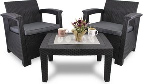 Garden Line ZÁHRADNÝ NÁBYTOK - ANTRACIT (2 KRESLÁ, STÔL)