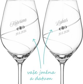 Svadobné poháre na víno Diamante Silhouette s kryštálmi Swarovski 2 ks