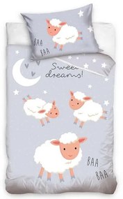 BedTex Detské bavlnené obliečky do postieľky Ovečky Sweet Dreams, 100 x 135 cm, 40 x 60 cm