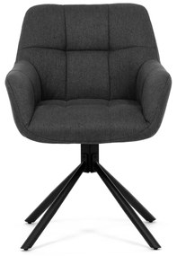 Autronic - Židle jídelní, tmavě šedá látka, otočný mechanismus 90°/90° (L/P), černý kov - HC-532 GREY2