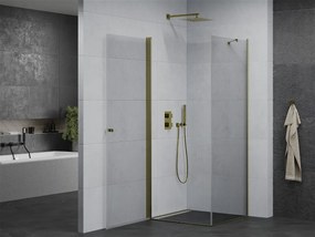 Mexen Pretoria, sprchovací kút 100 (dvere) x 100 (stena) cm, 6mm číre sklo, zlatý profil, 852-100-100-50-00