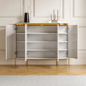 KOMODA ADALIA L BIELY MRAMOR + ZLATÁ 140 cm