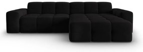 Čierna zamatová rohová pohovka (pravý roh) Kendal - Micadoni Home