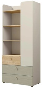 Regál Yuki 3 Eukalyptus/Sivá Béžová/Olejovaný Dub