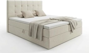 Čalúnená posteľ boxspring DIRELIS VIBE 180x200 cm krémová Matrac: Matrac Bonell pružinový