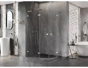 Mexen Lunar, L polkruhový sprchový kút naklápací doľava 90 x 80 cm, 8mm číre sklo, chrómový profil, 833L-090L-080P-01-00