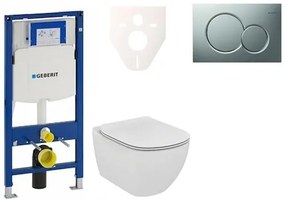 Cenovo zvýhodnený závesný WC set Geberit do ľahkých stien / predstenová montáž + WC Ideal Standard Tesi 111.300.00.5NE3