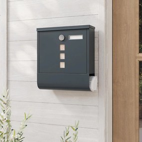 Poštová schránka s priehradkou na noviny, antracitovo sivá