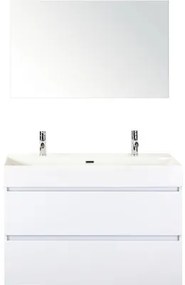 Kúpeľňový nábytkový set Maxx XL 100 cm s keramickým umývadlom 2 otvormi na kohúty a zrkadlom biela vysoko lesklá