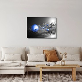 Sklenený obraz tmavo modrých gulí (70x50 cm)