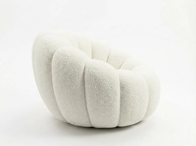 Dizajnové kreslo BLOOM s taburetom, krémové