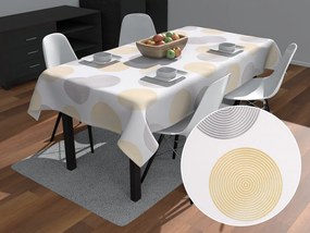 Biante Zamatový obdĺžnikový obrus Tamara TMR-023 Žlté a sivé designové kruhy na smotanovom 60x100 cm