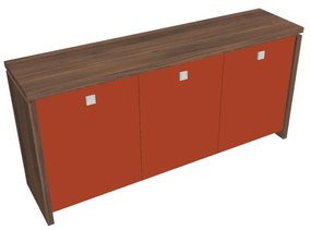 Nízka skriňa Verno 188 x 46 x 90 cm, sklenené dvere, orech / oranžová