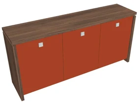 Nízka skriňa Verno 188 x 46 x 90 cm, sklenené dvere, orech / oranžová
