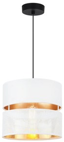 Závesné svietidlo Asti, 1x PVC/biele textilné tienidlo, (fi 20cm), g, b