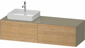 DURAVIT White Tulip závesná skrinka pod umývadlo na dosku (umývadlo vľavo), 2 zásuvky, 1600 x 550 x 408 mm, dub prírodný masív/kameňovo šedá vysoký lesk, WT4864LH5H20000