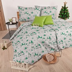 Vianočné obliečky Buddy zelené EMI, Štandardný set jednolôžko obsahuje 1x 140x200 + 1x 70x90