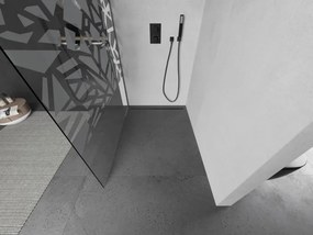 Mexen Kioto, sprchová zástena Walk-In 90 x 200 cm, 8mm číre sklo biely vzor, grafitový profil, 800-090-101-95-85