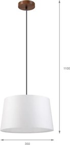 Luster na lanku AIDA 1xE27/60W/230V pr. 35 cm dub/orech/biela