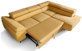 Rohová sedacia súprava Cosmo, pravá, žltá (zetta 296/nohy čierne)