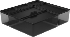 Goodhome 2. akosť - Sada úložných boxov do zásuvky s vekami, kúpeľňový organizér 5v1, KOROS BLACK - čierny
