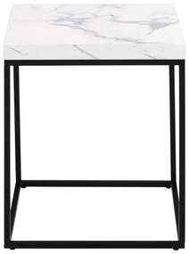 Odkladací stolík Barossa 40 cm biely mramor/čierny