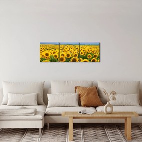 Obraz slnečnicového poľa (s hodinami) (90x30 cm)