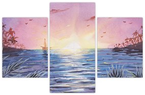 Obrázok - Západ slnka nad vodou, aquarel (90x60 cm)